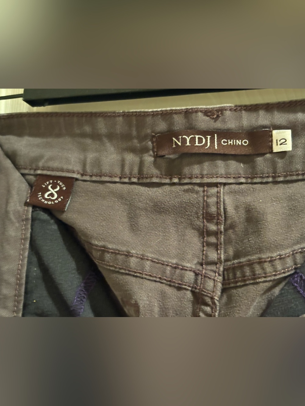 NYDJ Chocolate Brown High-Rise Chinos Pants Size 12 - Picture 3 of 4